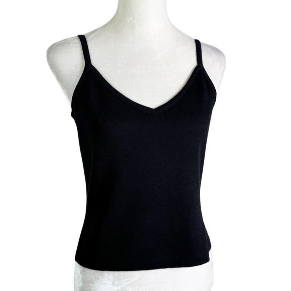 St. John Caviar Wool Blend Santana Knit Tank Camisole Top Black Size S - Picture 7 of 7